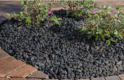 Black Lava Stone in Landscape