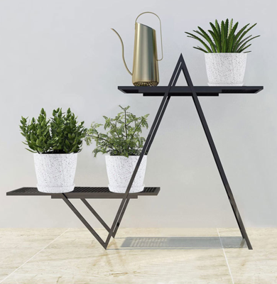 Speckled White Flower Pots with tray