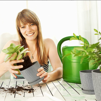 Plant Pots with Drainage Hole and Tray for All Indoor Plants